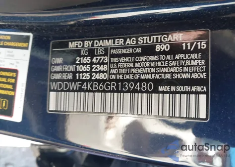 2016 Mercedes-Benz C 300 4Matic from USA, damaged, VIN WDDWF4KB6GR139480